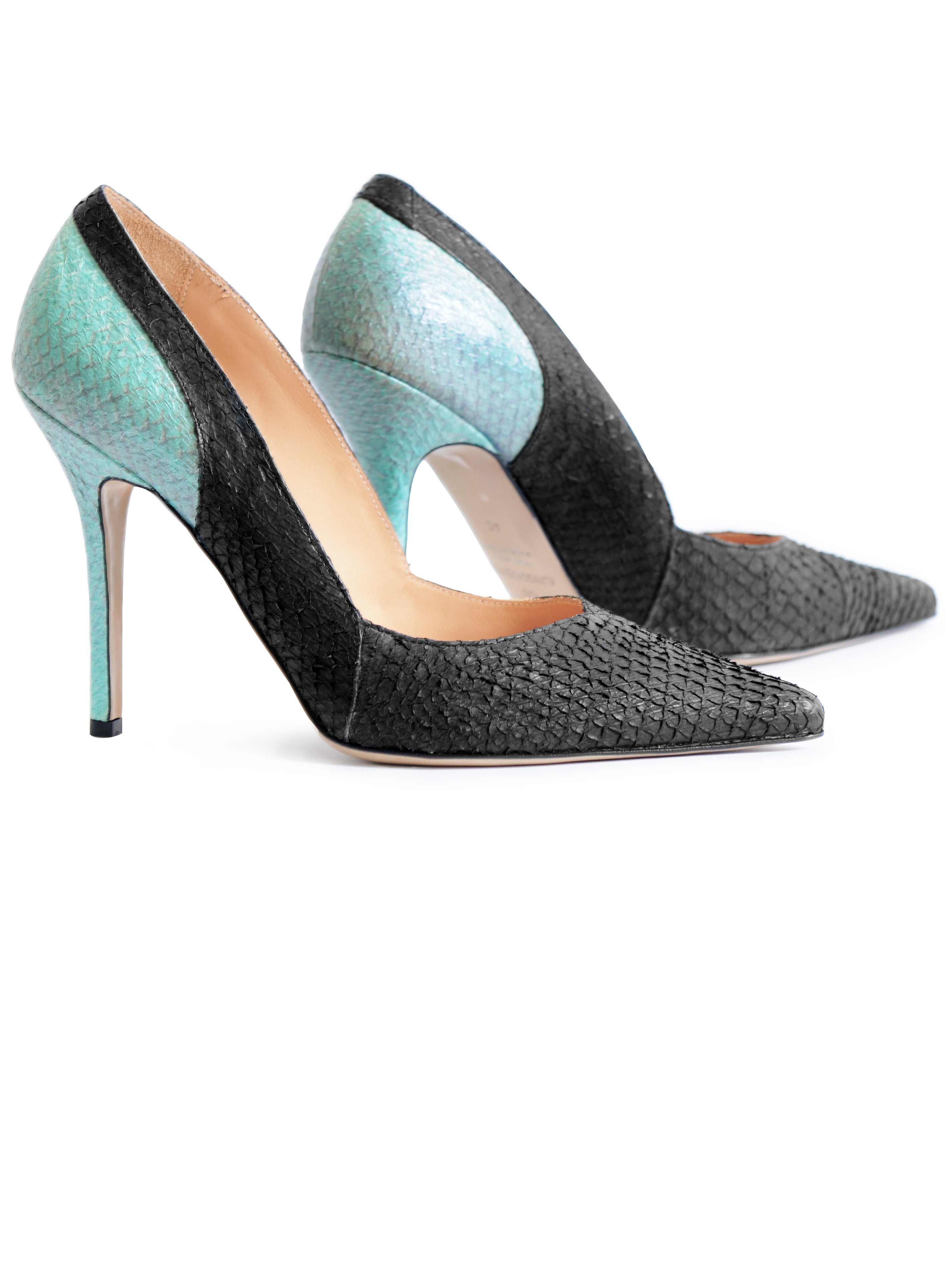 Black and turquoise heels on sale