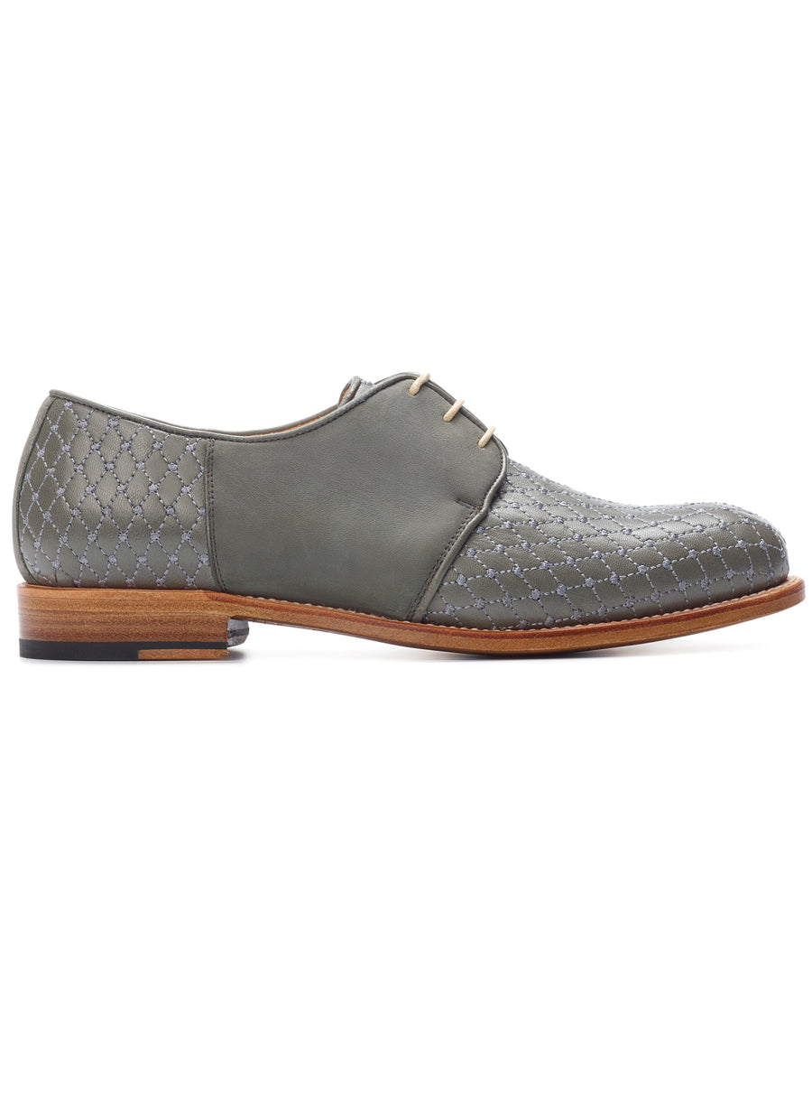 Goodyear welted, grey coloured sustainable flat shoe by ALINASCHUERFELD