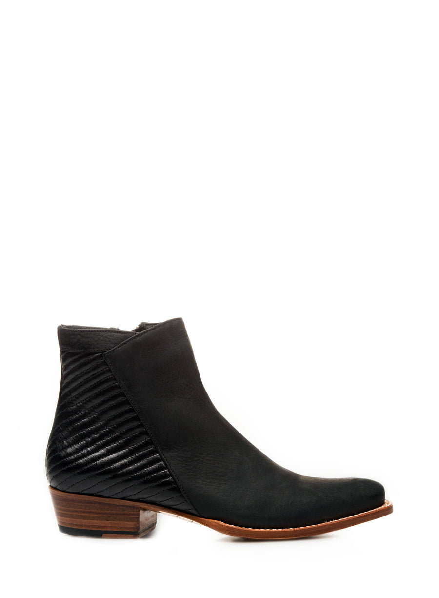 Goodyear welted, black coloured sustainable ankle boot by ALINASCHUERFELD