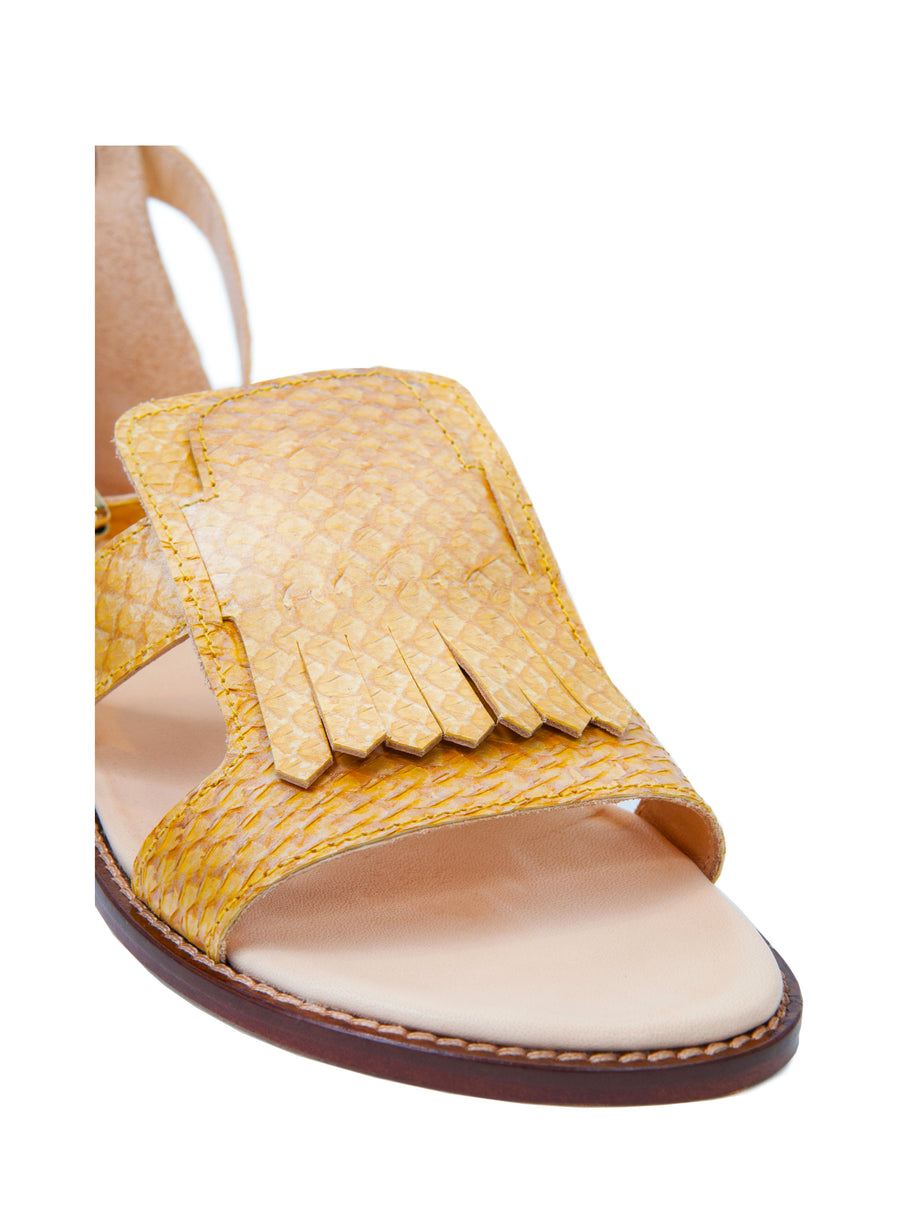Yellow Metallic coloured, sustainable  sandal by ALINASCHUERFELD