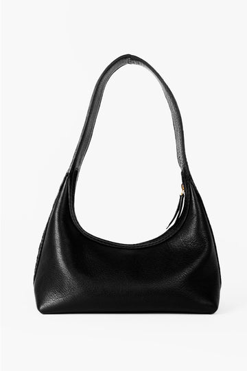 Elegant black, vegetable tanned leather bag, handcrafted with braided sides and refined zipper. Made in Germany by Alina Schürfeld. 