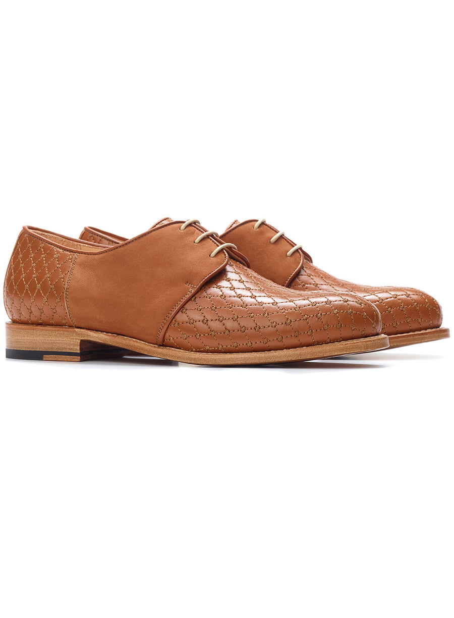 Goodyear welted, brown coloured sustainable flat shoe by ALINASCHUERFELD