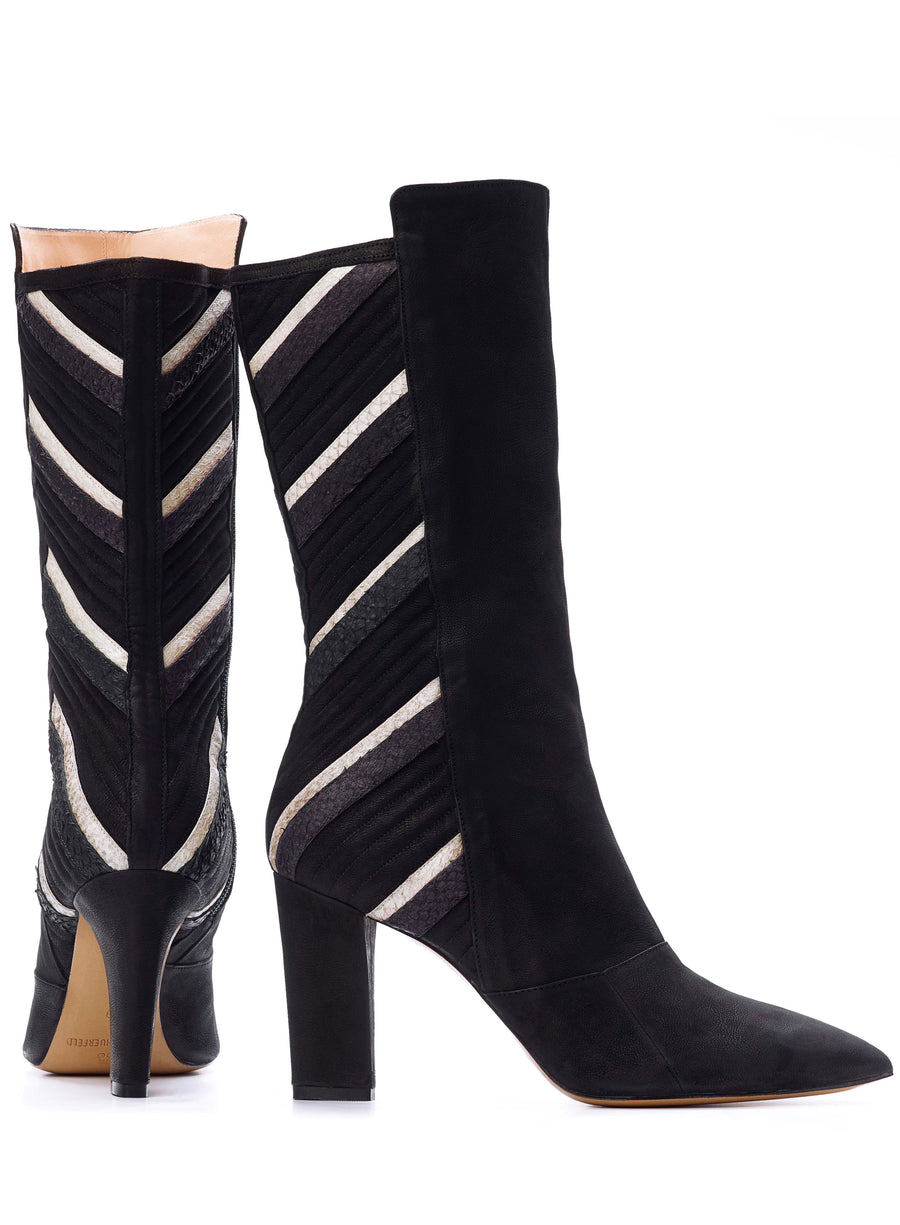 Black and white coloured sustainable boot by ALINASCHUERFELD
