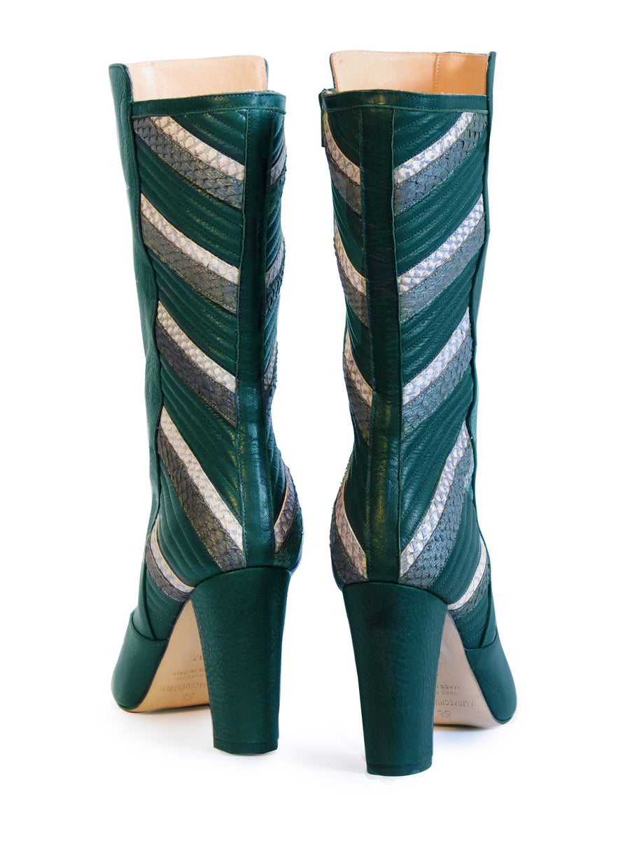 Green and white coloured sustainable boot by ALINASCHUERFELD