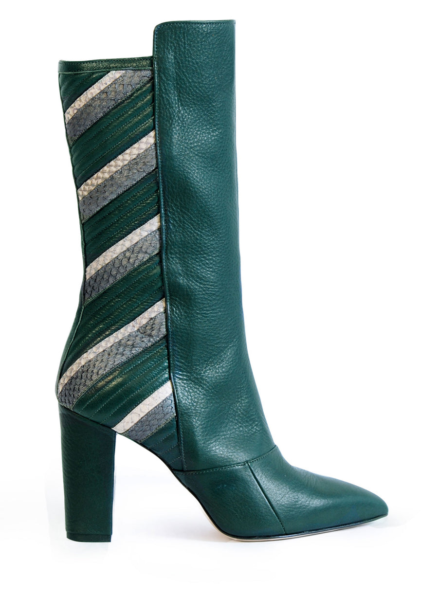 Green and white coloured sustainable boot by ALINASCHUERFELD