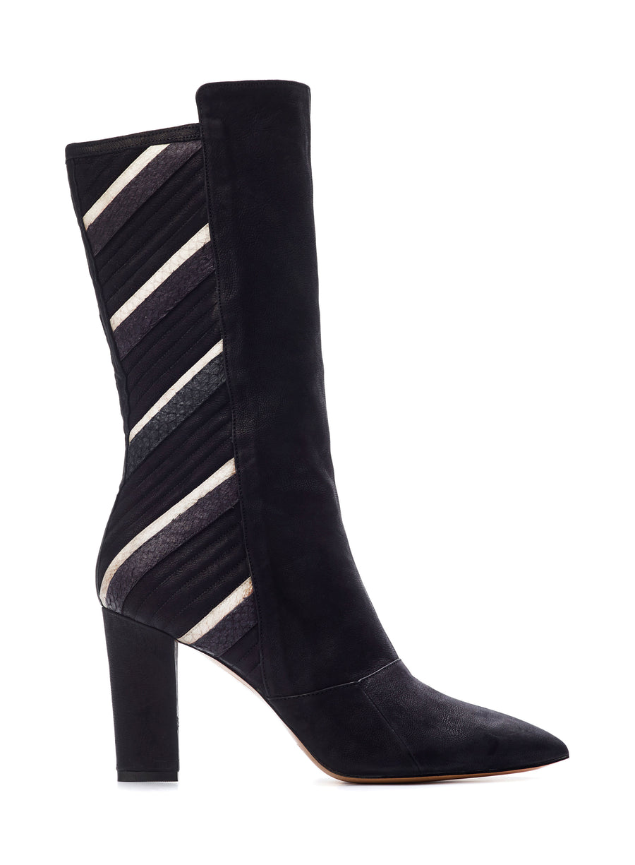 Black and white coloured sustainable boot by ALINASCHUERFELD