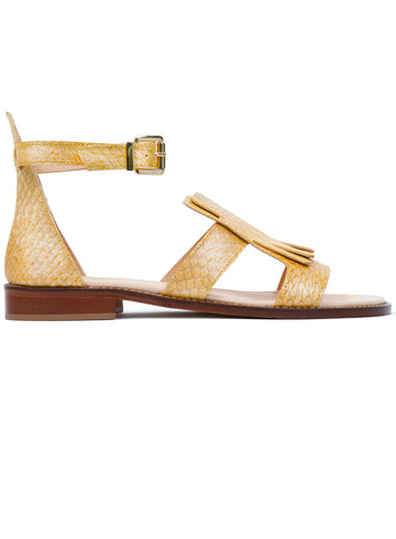 Yellow Metallic coloured, sustainable sandal by ALINASCHUERFELD